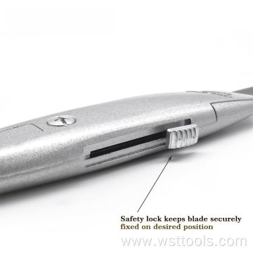 Retractable Box Cutter with Heavy Duty Aluminum Shell